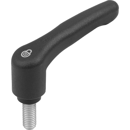 Kipp Adjustable Handle W.Safety Function Size:2 M06X20, Plastic Black Ral7021, Comp:Steel K1553.2061X20
